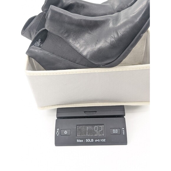 Aerosoles Black Leather Pull On Ankle Square Toe Block Heel Boots Size 8.5 W - Picture 12 of 12